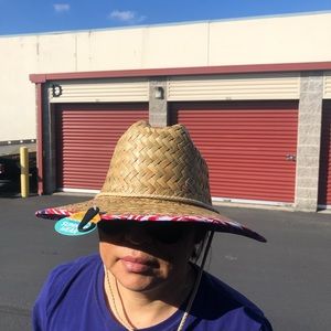 24/7 Life NWT’s Straw Patriotic Flag Straw Beach Hat Size One(New)